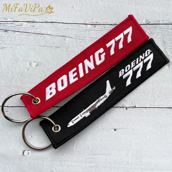 2 KOS Črno in Rdečo Vezenino Boeing 777 Moda Trinket Keychain pašček za Telefon Pašček Letalstva Ključnih Verige za Moške, Darilo za Prtljago Oznako Keyr