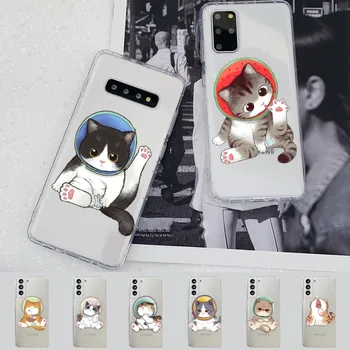 Smešno mačka Primeru Telefon za Samsung A12 21 30 31 51 52 70 71 za Redmi8 9 10 za Honor10 70 50 Jasno Primeru