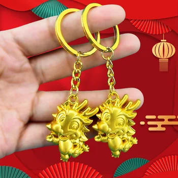 Leto Zmaja Kitajski Zodiak Zmaj Keychain Vrečko Obesek Dodatki Avto Key Ring Verige Svate Ustvarjalno Darilo