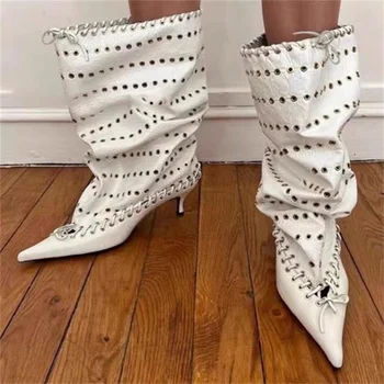 Crossover Traku Čevlji za Ženske je Pokazal Prste Sredi Petah Pasovi Chassure Femme Votlih Zapatos Mujer Usnja Ženski Vitez Botas