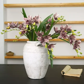 2 Vilice Umetno Orhideja Roko Občutek Cvet 64cm Čaj Poročno Dekoracijo Doma Verandi Kabinet Mizo v Kotu Zaslona Svile Cvet