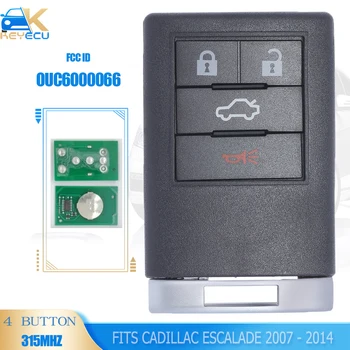 KEYECU OUC6000066 315MHz Smart Remote Key Fob 4 Gumb za Cadillac Escalade 2007 2008 2009 2010 2011 2012 2013 2014 (Št Rezilo)