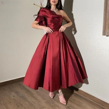 Rdeča Ena Ramenski Obleke Maturantskega Gleženj Dolžina Žogo Obleke po Meri Narejene Večer Stranka Obleke Priložnost Savdski Arabiji Ženske Formalno