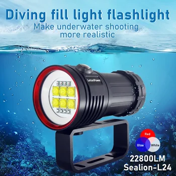 Profesionalno Potapljaško svetilko 100m Nepremočljiva svetlobe 22800 lumnov Potapljaška luč tip-C polnilna podvodni video lučka