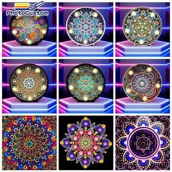PhotoCustom Barvanje S Številko Mandala Disk Odraslih Barve DIY Obrti Kompleti Ročno Na Platno, Barvanje S Številko, Risanje Dekor Darilo