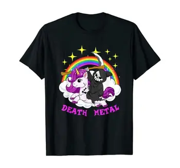 Smešno Death Metal Unicorn Rider Grim Reaper Heavy Metal Rock T-Shirt