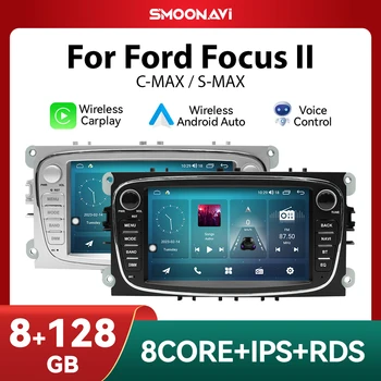 Android 12 Brezžični Carplay 128GB avtoradio Za Ford Focus 2 3 mk2 Mondeo 4 Kuga Fiesta Tranzitno Povezavo S-MAX, C-MAX, Galaxy DSP