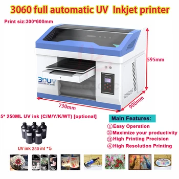 LY 3060 polno samodejno ploščad Foto UV DTG Inkjet tiskalnik pralni USB infrardečih žarkov ukrep max delo velikost 300X600mm 2880 DPI