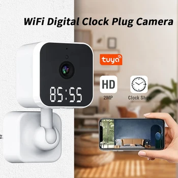 Tuya Wifi Kamera Z Digitalno Uro Indoor Home Security Nočno Gledanje Video Nadzor Wireless Motion Kamero