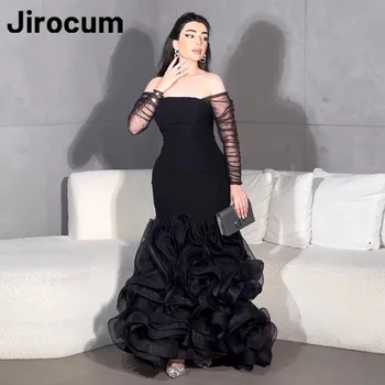 Jirocum Elegantno Off Ramenski Prom Obleke, Ženske Črna Sirena Party Večerne Arabskem Dolžina Tal Formalne Priložnosti Obleko