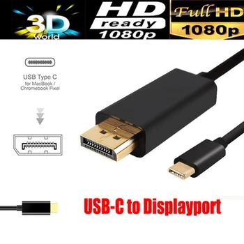1,8 M USB C, Da se Prikaže Vmesnik Kabel (4K@60Hz) USB 3.1 Tip C Za DP 4K HDTV Adapter Za Galaxy S9 Huawei