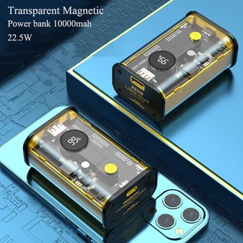 10000mAh Pregleden Brezžični Moči Banke Prenosni Brezžični Magnetni Zunanji Baterijski Paket Za iphone 14 13 12 Pro Max samsung