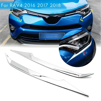ABS Chrome Smerniki Veke Kritje Vodja Svetlobe Obrvi Oblikovanje Strip Trim Za Toyota RAV4 2016 2017 2018 Dodatki