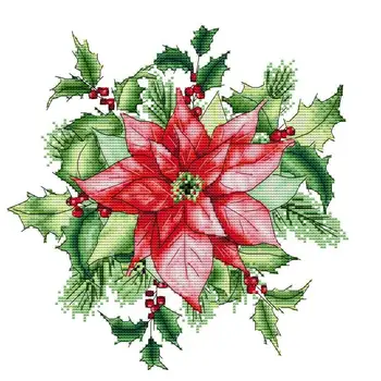 Božič Žafran Cvetlični Vzorec Navzkrižno Vboda Nastavite Aida 14ct 16ct 11ct Bela Tiskane Tkanine Needlework DIY Vezenje Šivanje Kit