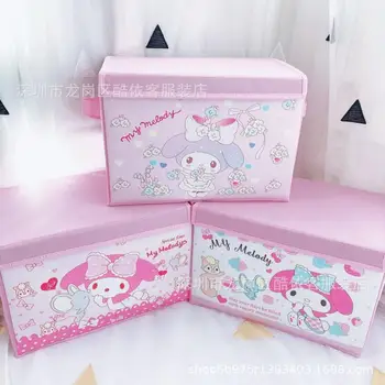 Pu Pozdravljeni Kittys Visoka Zmogljivost Zložljiva Škatla Za Shranjevanje Kawaii Risanka Sanrios Anime Slika Gospodinjski Dormitorij Za Shranjevanje Organizator