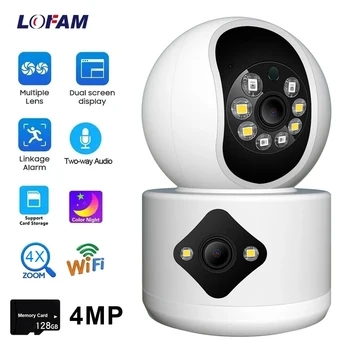 Wifi Kamera 4MP Dvojni Zaslon Prikaz AI Auto Track Motion Detection Home Security CCTV Video Nadzor, Baby Monitor Wi-Fi, Kamera