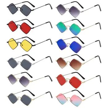 Vintage UV Zaščito Film Majhnih Kovinskih ženska sončna Očala za Moške Odtenki Diamantno Obliko sončna Očala