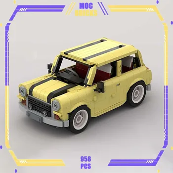 Moc gradniki Letnik Klasični Mini Cooper Modela Avtomobila Tehnično Opeke DIY Skupščine Znanih Vozila, Igrače Za Otroke Otrok
