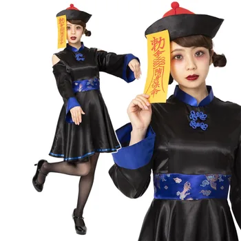 Japonska Okostje Kostum Obleko Halloween Party Retro Zombi Duha Cosplay Kostum Kitajske Tradicionalne Cheongsam