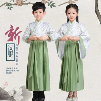 Hanfu Obleko Starodavne Kitajske Kostum Otroci Otroci Oblačila Ljudska Plesna Predstava Božič Tradicionalne Obleke Za Fant in Dekle
