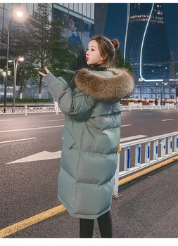 Dol Bombaž-padded Jakna Ženske Zimske 2023 Novo korejska Različica Dolgo Kruh Oblačila Svoboden Bombaž-oblazinjena Oblazinjeni Oblazinjeni Jakno.