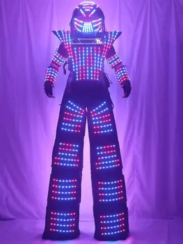 Hoduljah Walker LED Robot, ki bo Ustrezala Robot Kostum LED Plesalka Oblačila, Čelada