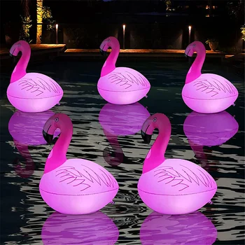 Solar Powered Flamingo Plavajoče Bazen Luči, 16 RGB Barv Spreminjanje LED Svetila Žogo Napihljivi Flamingo za Bazen, Vrt, Travnik
