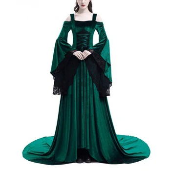 Vintage Renaissance Gothic Princess Oblačenja Noša Srednjeveške Obleke 1970 Dolgo Obleko