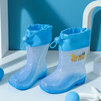 Otrok Fantje Dekleta Modni Dež Čevlji, Lahki Nepremočljiva in Non-slip Dež Čevlji Pregleden Rainboots za Vodo Otroci Čevlji