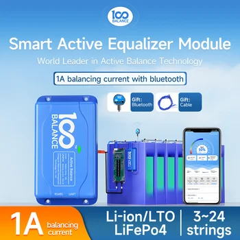100BALANCE Smart Active Balancer 4S 12V 24V 48V Izenačevalnik Bluetooth 1A 6S 8S 16S 24S Li-ion Lifepo4 Lto Baterije