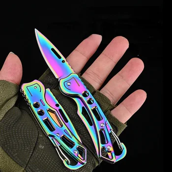 Novo titanom prevlečeni barve folding nož, zunanji self-defense EOS nož, enostaven za prevoz keychain nož