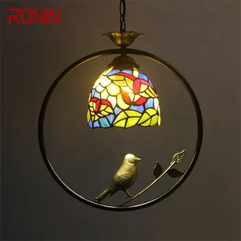 RONIN Tiffany Obesek Lučka LED Ustvarjalne Barvo Stekla, ki Visi Svetlobe Ptica Dekor za Dom Jedilnico, Spalnico, Balkon