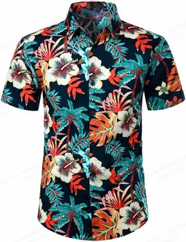 Cvetlični Srajce za Moške, Ženske Havajih Srajce za Moške Poklicanost Bluzo Kubi River Plaži Majica Cvet Camisas Bluze moška Oblačila