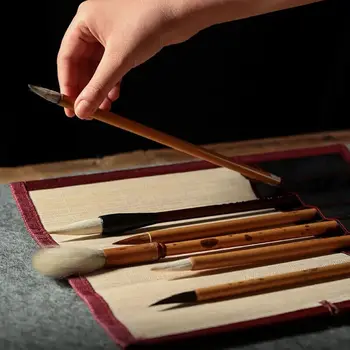 Slikarske Krtače Držala Za Shranjevanje Bambusa Rolling Torba Kaligrafsko Pero Primeru Zavese Tiskovine Organiziranje Vrečko Za Shranjevanje Novih
