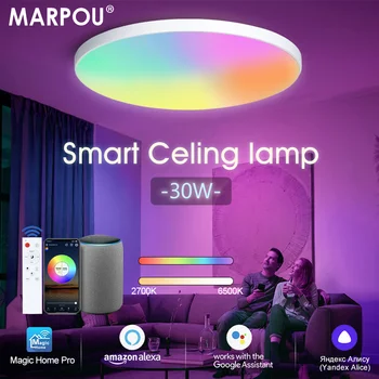 MARPOU 30W RGB Stropne Svetilke googlova Domača stran Smart LED Luči 220V APLIKACIJO Glasovni Nadzor z Alexa luči za Spalnica Dekoracijo Doma