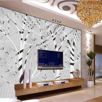 beibehang Povzetek drevo ročno poslikane sivo gozdu obroč televizijskih ozadju stene po meri, veliko fresko svila svila ozadje zidana