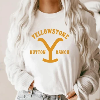 Yellowstone Dutton Ranch T-shirt Yellowstone Tv Show Tees Rip Wheeler Beth Dutton Tshirt Retro Kavboj Cowgirl Priložnostne Majice, Vrhovi
