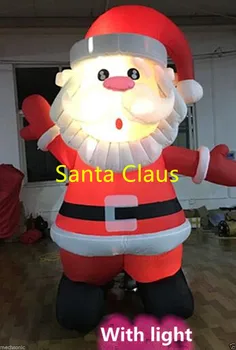 2m/6.5 ft Santa Claus prižgejo Božično Airblown Božič Napihljivi Prostem Vrt VISOKE KAKOVOSTI NE
