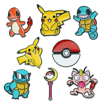25 slog Pokémon Emajl Pin Značke broške za Nahrbtniki Broške Squirtle Pikachu anima slika Nakit Dodatki Darila