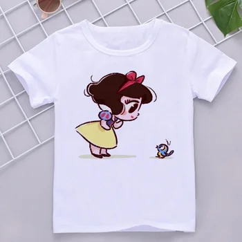 Fant Obleke Poletje Otroka, T-Majice Disney Princesa T Srajce Otroci Risanke Kawaii Anime Vrh za Dekle Tees Majica