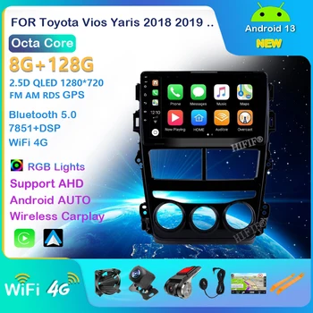 Za Toyota Vios Yaris 2018 2019 2 DIN avtoradio Multimedijski Sistem GPS Autoradio Vodja Enote Android 13 Carplay DSP 9