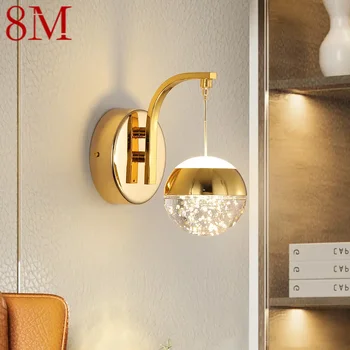 8M Zlato Crystal Stenska Svetilka Nordijska Preprost Mehurček Rov Svetlobe LED Svetilke Za Dom Spalnica Dekorativni