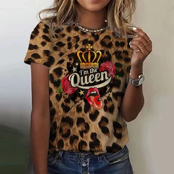 Ženske T-shirt Poletje Moda Kratek Rokav Tees Vrhovi 3D Tiskanje O-Vratu Športna T Majica Za Ženske Leopard Oblačila za Seksi Dekle