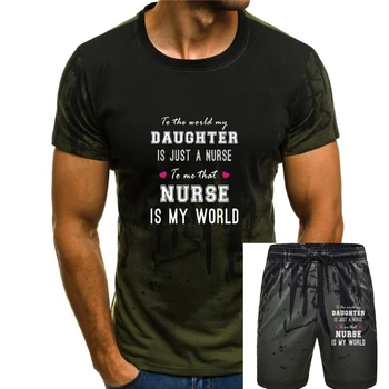 Da medicinska Sestra Je Moj Svet Darilo Za medicinska Sestra Staršev T-Shirt Prevelik Edinstveno Top Majice Bombaž Vrhovi Srajce Za Moške Tiskanje