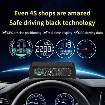 Novo X92 Naklon Meter LCD Didplay OBD2 + GPS Avto Head Up Display Za Hud TPMS Z Zaslon Smart GPS Spremljanje Tlaka v Pnevmatikah