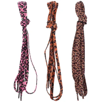 3 Pari Leopard Shoelaces Moda Za Čevlje Čipke Strune Ravno Shoelaces Superge Dodatki
