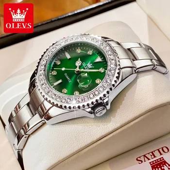 OLEVS 9945 Ženske Ure Original Quartz Dame Watch Luksuzni Ploščo Diamond ročno uro Nepremočljiva Povečavo Datum Nov Prihod