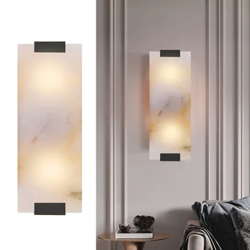 Nordijska Luxy Ustvarjalne Marmorja Stenske luči za dnevno Sobo, Zlata, Bakra, Doma Notranjo Dekoracijo LED Rov Spalnica Postelji Krog