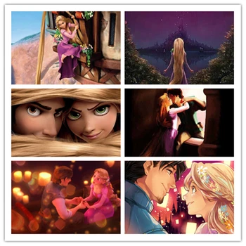 Disney Rapunzel Plakat Risani Lik Digitalni Oljna Slika, Tiskanje Spalnica Wall Art Domači Dnevni Sobi Slike Dekor