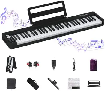61 Tipko na Tipkovnici, Zložljiva Klavir, Pol Prilagojenih Ključe Prenosni Klavir, Bluetooth & MIDI, Zložljiva Tipkovnica Klavirja za Začetnike - 